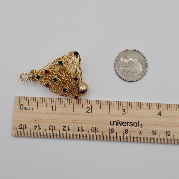 Vtg Unsigned Eisenberg Brooch Wired Christmas Tree Pin Rhinestones 60s Holidays - Picture 15 of 15